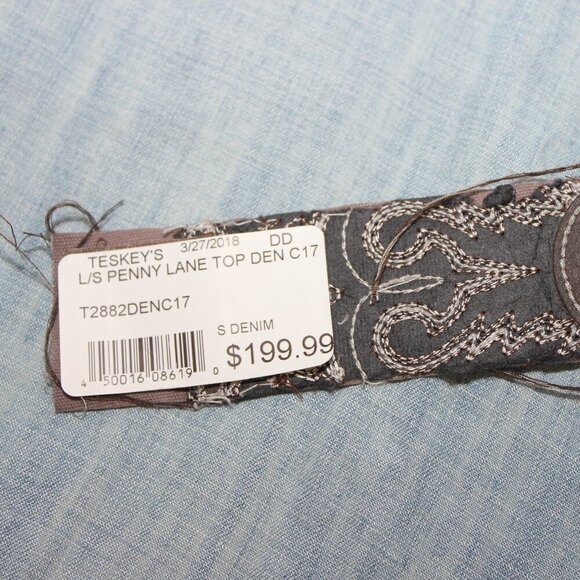 Double D Ranch Womens Embroidered Tunic Tencel Linen Size Small 3/4 Sleeve VNeck - Picture 5 of 8